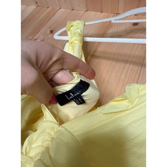 NWT Lulus Exceptional Entrance Yellow Sleeveless Tiered Rosette Midi Dress Sz XL - Picture 5 of 7